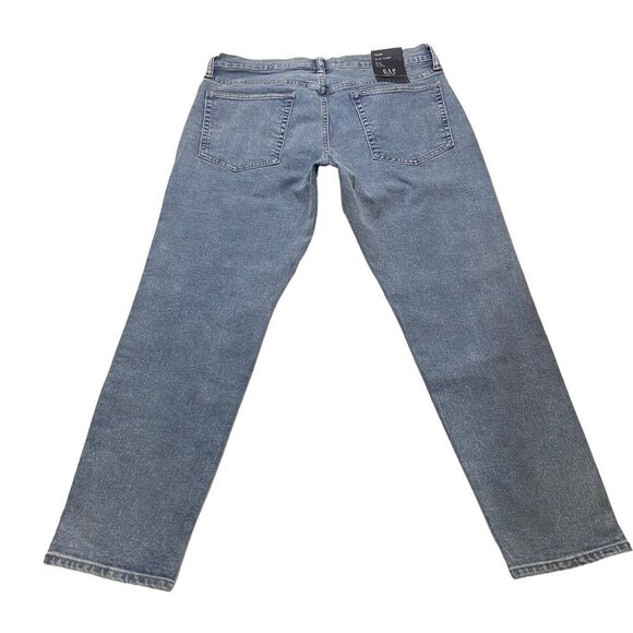 Gap Flex Slim Taper Men Light Wash Jeans Sz 34 x28 NWT Stretch Whiskered Denim - Picture 9 of 13